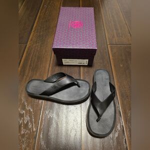Tory Burch Black Leather Sandals flip-flops shoes size 11